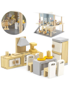 VIGA PolarB Zestaw do Domku dla Lalek Mebelków Kuchnia Jadalnia