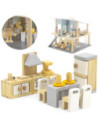VIGA PolarB Zestaw do Domku dla Lalek Mebelków Kuchnia Jadalnia