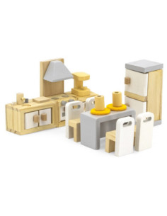 VIGA PolarB Zestaw do Domku dla Lalek Mebelków Kuchnia Jadalnia 2