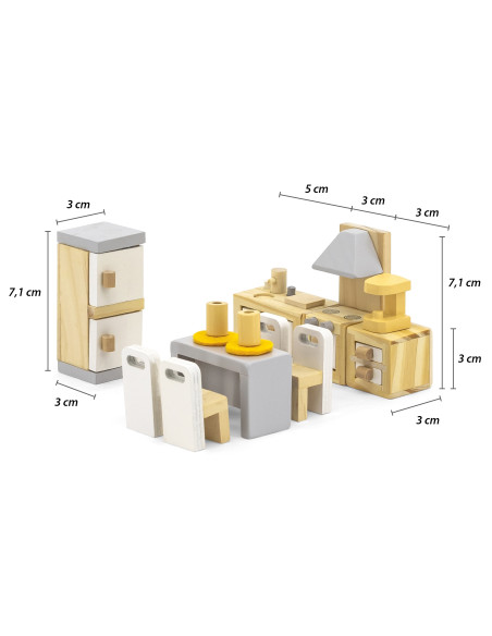 VIGA PolarB Zestaw do Domku dla Lalek Mebelków Kuchnia Jadalnia