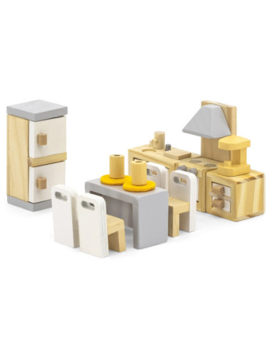 VIGA PolarB Zestaw do Domku dla Lalek Mebelków Kuchnia Jadalnia