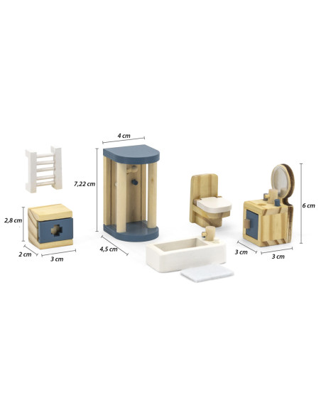 VIGA PolarB Zestaw Mebelków do Domku dla Lalek  Łazienka