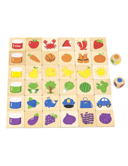 VIGA Gra Edukacyjna Drewniana Układanka Sortuj Dopasuj Kolory i Kształty 38 el.