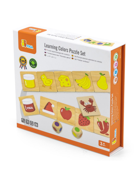 VIGA Gra Edukacyjna Drewniana Układanka Sortuj Dopasuj Kolory i Kształty 38 el.