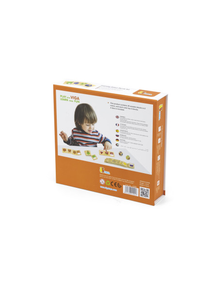 VIGA Gra Edukacyjna Drewniana Układanka Sortuj Dopasuj Kolory i Kształty 38 el.