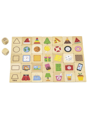 VIGA Gra Edukacyjna Drewniana Układanka Dopasuj Kształty 37 el.