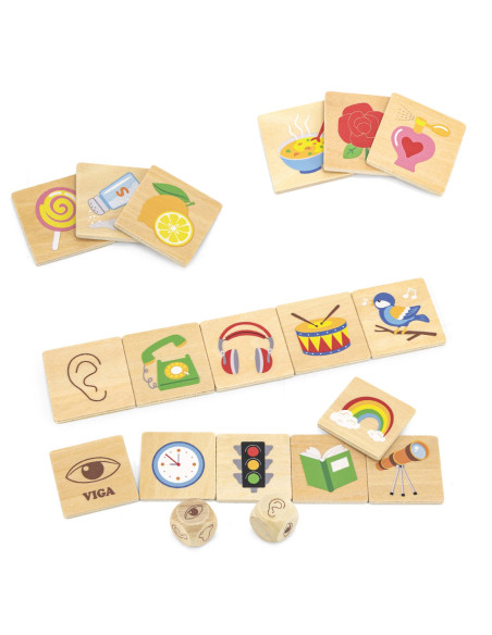 VIGA Gra Edukacyjna Układanka Ucząca Sortuj Zmysły 37 el.