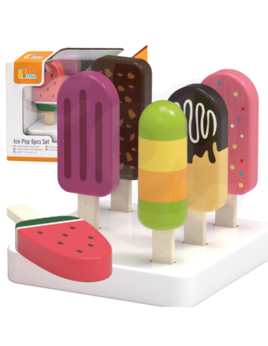 VIGA Zestaw Drewnianych Lodów na Patyku ze Stojakiem  6 szt.
