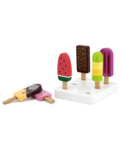 VIGA Zestaw Drewnianych Lodów na Patyku ze Stojakiem  6 szt. 2
