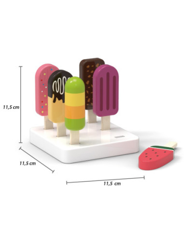 VIGA Zestaw Drewnianych Lodów na Patyku ze Stojakiem  6 szt.