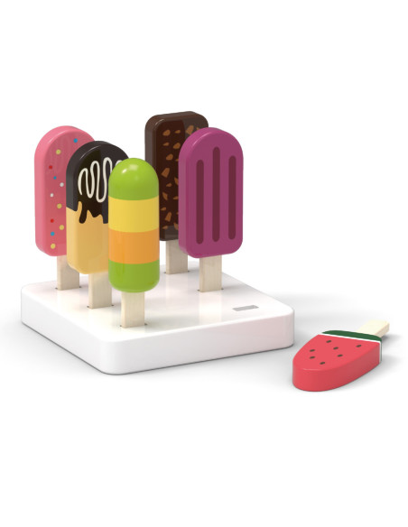 VIGA Zestaw Drewnianych Lodów na Patyku ze Stojakiem  6 szt.