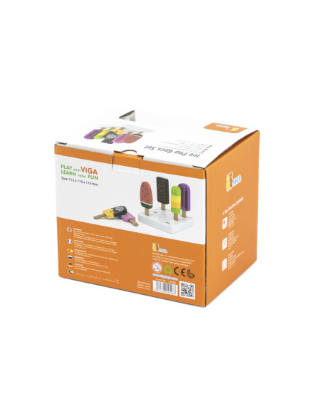 VIGA Zestaw Drewnianych Lodów na Patyku ze Stojakiem  6 szt.