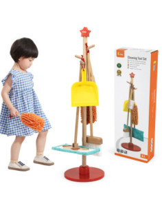 VIGA Drewniany Zestaw Narzędzi do Sprzątania 6 el.