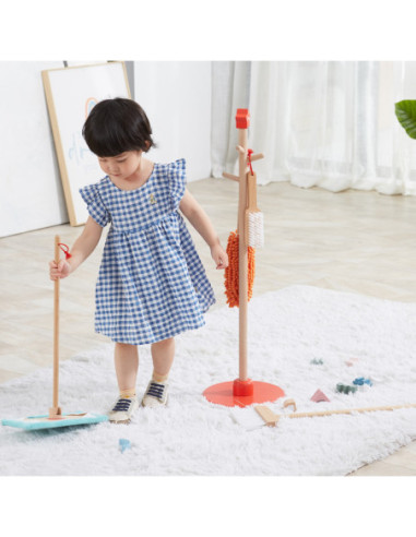 VIGA Drewniany Zestaw Narzędzi do Sprzątania 6 el.