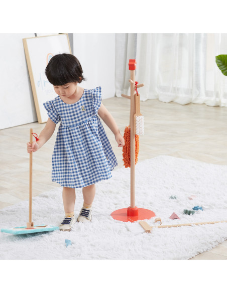 VIGA Drewniany Zestaw Narzędzi do Sprzątania 6 el.