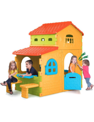 FEBER Domek Ogrodowy Super Villa ze Stolikiem Krzesłami Duży