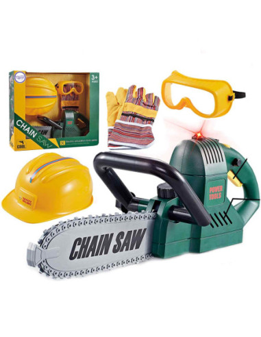 WOOPIE Duża Piła Łańcuchowa Zestaw Narzędzi Kask Okulary Rękawiczki