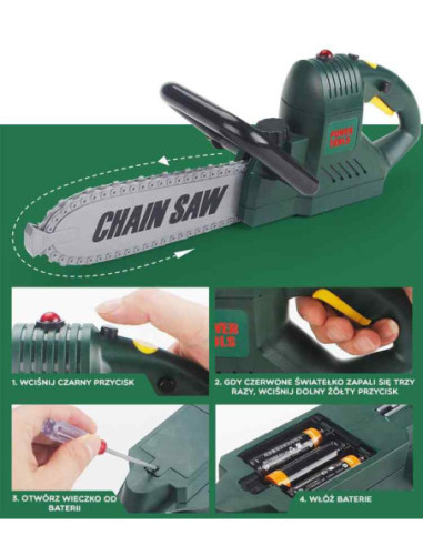 WOOPIE Duża Piła Łańcuchowa Zestaw Narzędzi Kask Okulary Rękawiczki