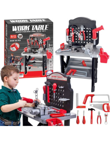 WOOPIE Duży Warsztat z Narzędziami dla Dzieci Zestaw Majsterkowicza Wiertarka Piła Młotek 50 el.