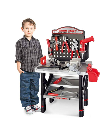 WOOPIE Duży Warsztat z Narzędziami dla Dzieci Zestaw Majsterkowicza Wiertarka Piła Młotek 50 el.