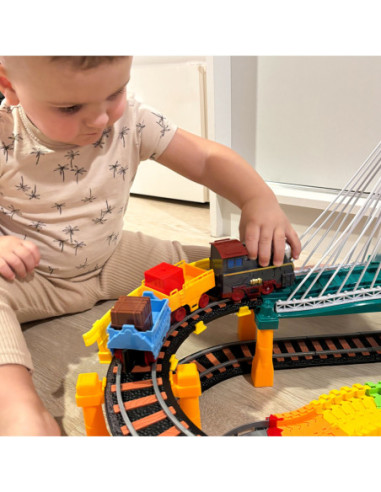 WOOPIE Kolejka Eelektryczna 2w1 Tor Wyścigowy Pociąg Wiadukt Auto XXL 192 el.