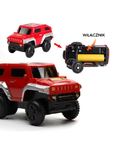 WOOPIE Kolejka Eelektryczna 2w1 Tor Wyścigowy Pociąg Wiadukt Auto XXL 192 el.