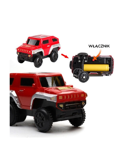 WOOPIE Kolejka Eelektryczna 2w1 Tor Wyścigowy Pociąg Wiadukt Auto XXL 192 el.