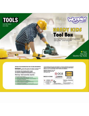WOOPIE Duża Skrzynka z Narzędziami dla Dzieci Zestaw Majsterkowicza Wkrętarka