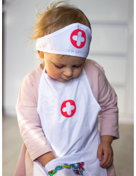 WOOPIE Strój Pielęgniarki Kitel Fartuszek z Czepkiem Pielęgniarki