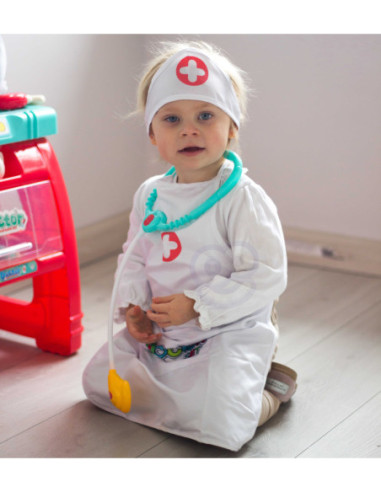 WOOPIE Strój Pielęgniarki Kitel Fartuszek z Czepkiem Pielęgniarki