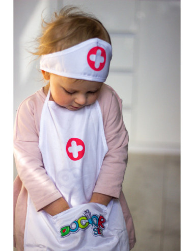 WOOPIE Strój Pielęgniarki Kitel Fartuszek z Czepkiem Pielęgniarki