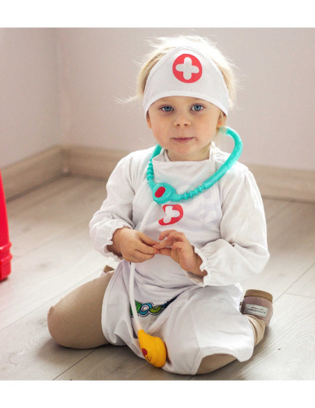 WOOPIE Strój Pielęgniarki Kitel Fartuszek z Czepkiem Pielęgniarki