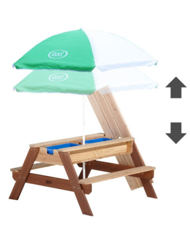 AXI Stół Piknikowy Nick z Ławką i Parasolem oraz Pojemnikami na Wodę/Piasek