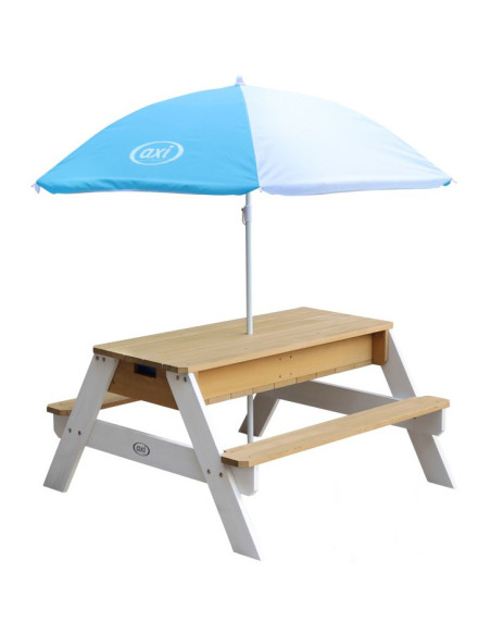 AXI Stół Piknikowy Nick z Ławką i Parasolem oraz Pojemnikami na Wodę/Piasek