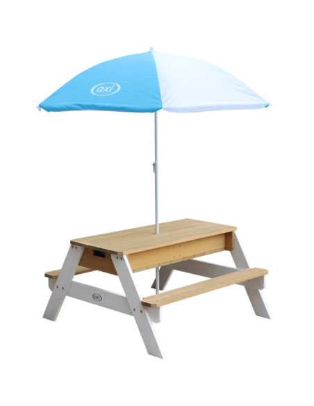 AXI Stół Piknikowy Nick z Ławką i Parasolem oraz Pojemnikami na Wodę/Piasek