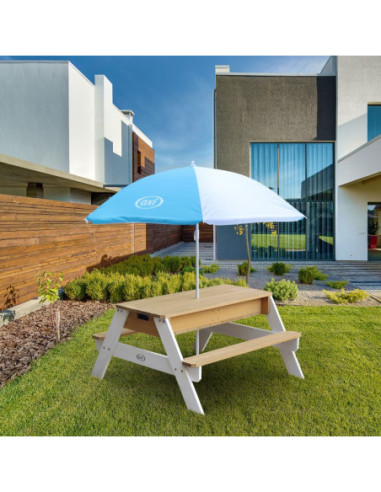 AXI Stół Piknikowy Nick z Ławką i Parasolem oraz Pojemnikami na Wodę/Piasek