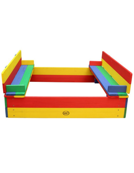 AXI Drewniana Piaskownica Tęczowa Zakrywana z Ławeczkami