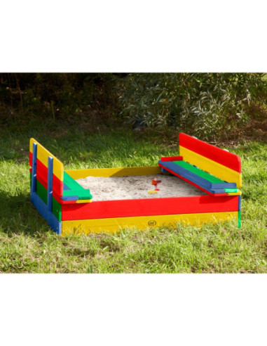 AXI Drewniana Piaskownica Tęczowa Zakrywana z Ławeczkami