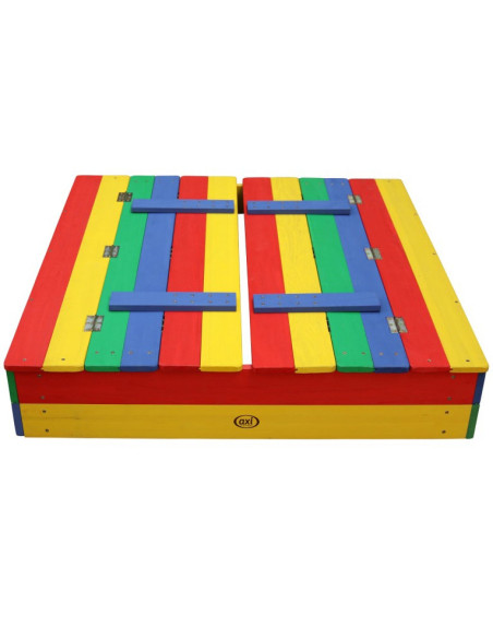 AXI Drewniana Piaskownica Tęczowa Zakrywana z Ławeczkami