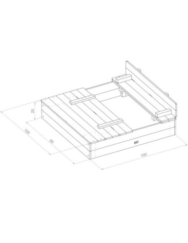 AXI Drewniana Piaskownica Tęczowa Zakrywana z Ławeczkami