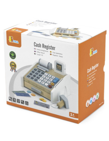 VIGA Drewniana Kasa sklepowa szaro biała