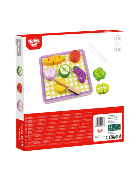 TOOKY TOY Drewniane Warzywa Deska Do Krojenia 20 el.