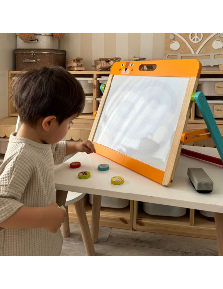 TOOKY TOY Tablica Edukacyjna 2w1 Magnetyczna Kredowa dla Dzieci Magnesy Gąbka 6 el.