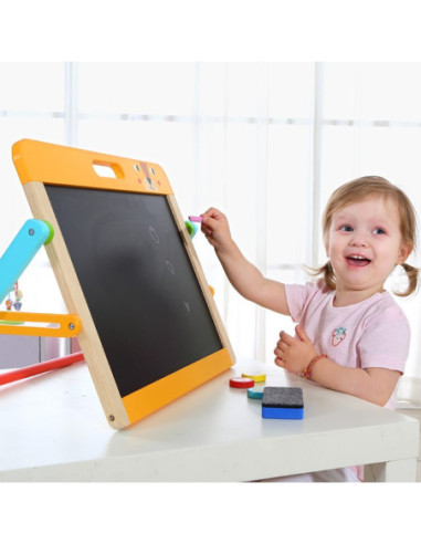 TOOKY TOY Tablica Edukacyjna 2w1 Magnetyczna Kredowa dla Dzieci Magnesy Gąbka 6 el.