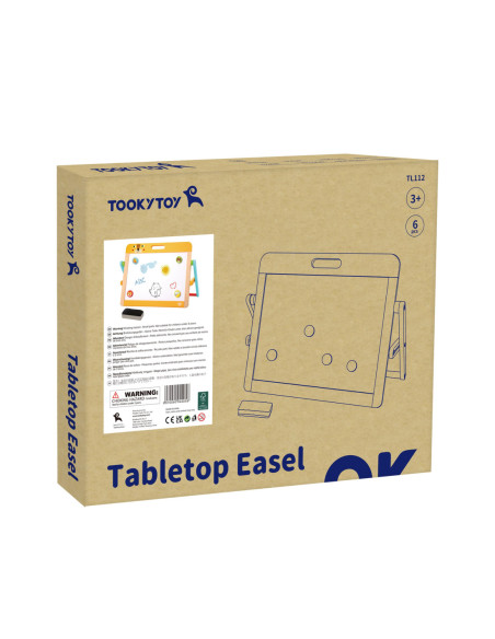 TOOKY TOY Tablica Edukacyjna 2w1 Magnetyczna Kredowa dla Dzieci Magnesy Gąbka 6 el.