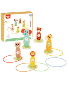 Tooky Toy Drewniana Gra Zręcznościowa Rzut do Celu Zwierzątka 15 el. 2