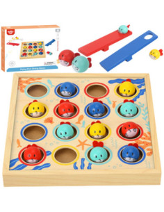 TOOKY TOY Game for Children Wooden Table Flying Fish 19 pcs.