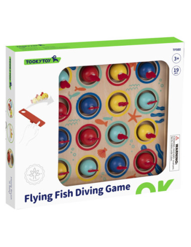 Tooky Toy Gra dla Dzieci Drewniany Stół Latające Rybki 19 el.