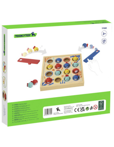 Tooky Toy Gra dla Dzieci Drewniany Stół Latające Rybki 19 el.