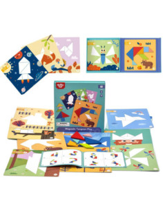 TOOKY TOY Puzzle Tangram Układanka dla Dzieci Nauka Kształtów Figury Kształty 18el.